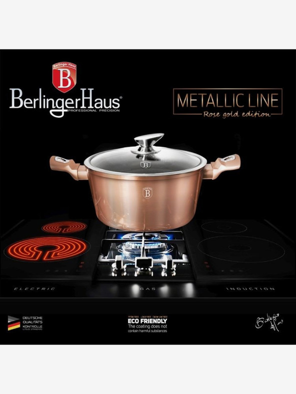 Berlingerhaus Kastrol s mramorovým povrchem a poklicí 28 cm Rosegold Metallic Line BERLINGERHAUS
