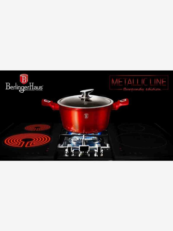 Berlingerhaus Kastrol s mramorovým povrchem a poklicí BERLINGERHAUS Burgundy Metallic Line (20 cm)