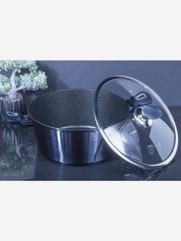 Berlingerhaus Kastrol s mramorovým povrchem a poklicí 30 cm BERLINGERHAUS Metallic Line Aquamarine Edition