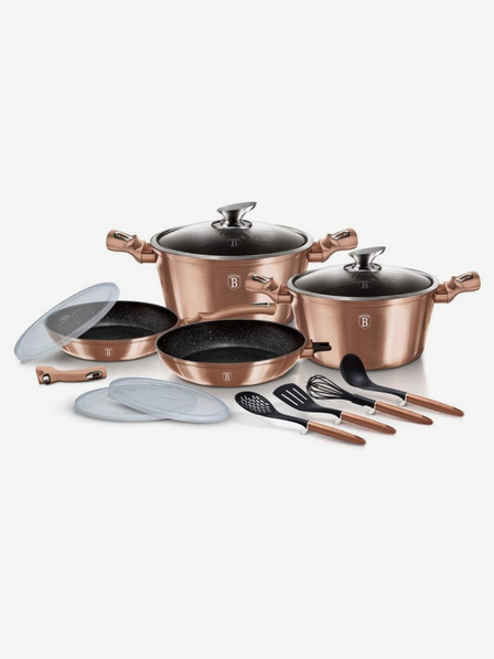 Berlingerhaus Sada nádobí s mramorovým povrchem 13 ks Rosegold Metallic Line BERLINGERHAUS