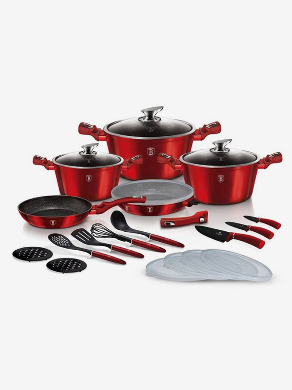 Berlingerhaus Sada nádobí s mramorovým povrchem 22 ks Burgundy Metallic Line BERLINGERHAUS