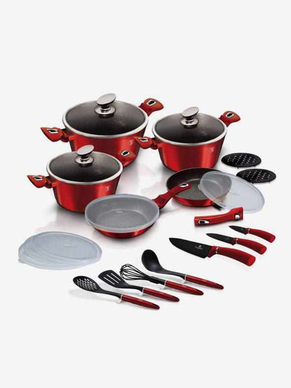 Berlingerhaus Sada nádobí s mramorovým povrchem 22 ks Burgundy Metallic Line BERLINGERHAUS