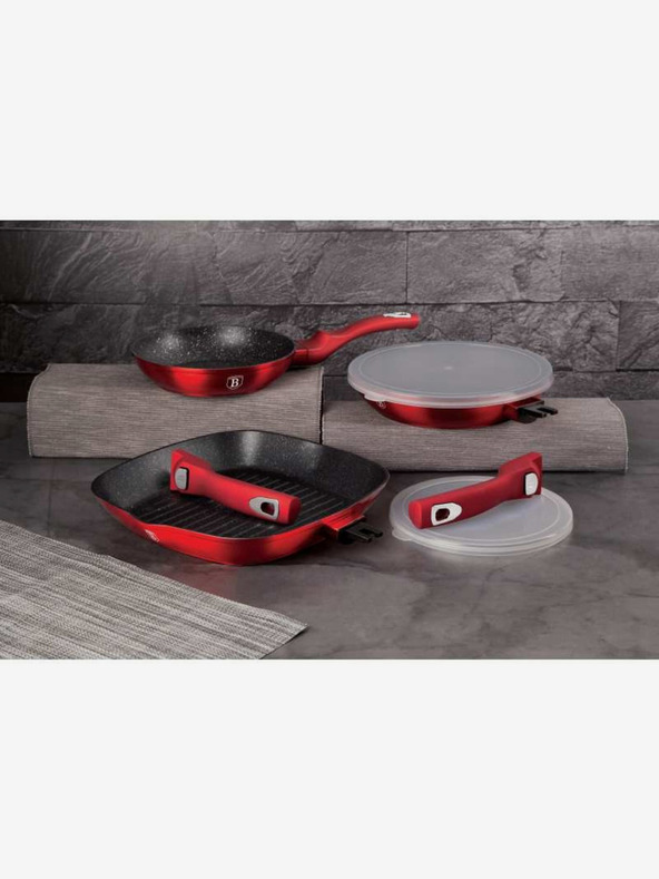 Berlingerhaus Pánev s odnímatelnou rukojetí sada 5 ks Burgundy Metallic Line gril BERLINGERHAUS