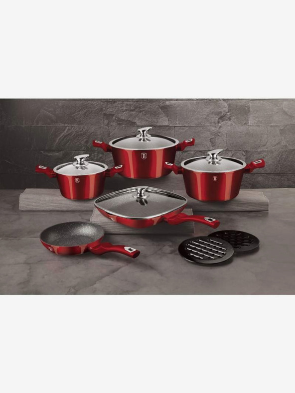 Berlingerhaus Sada nádobí s mramorovým povrchem 11 ks Burgundy Metallic Line BERLINGERHAUS