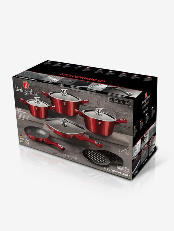 Berlingerhaus Sada nádobí s mramorovým povrchem 11 ks Burgundy Metallic Line BERLINGERHAUS