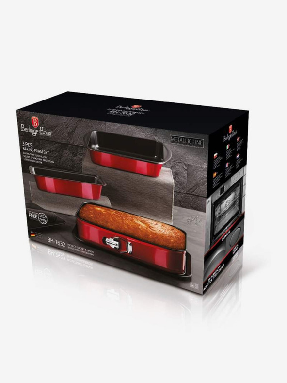 Berlingerhaus Sada pečicích forem s titanovým nepřilnavým povrchem 3 ks Metallic Line Burgundy Edition BERLINGERHAUS