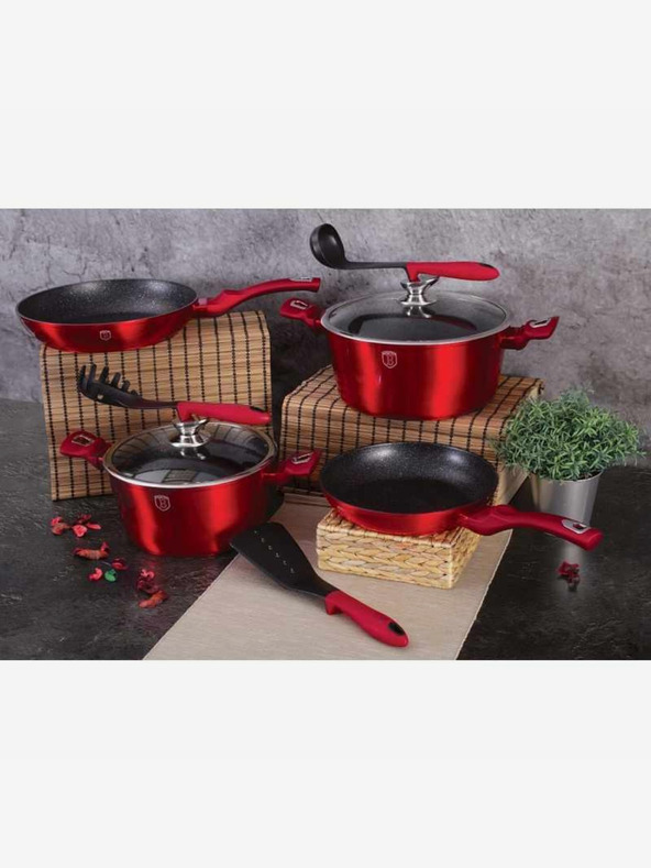 Berlingerhaus Sada nádobí s mramorovým povrchem Burgundy Metallic Line BERLINGERHAUS Burgundy Metallic Line