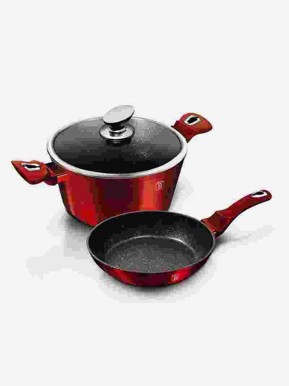 Berlingerhaus Sada nádobí s mramorovým povrchem 3 ks Burgundy Metallic Line BERLINGERHAUS