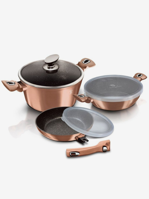 Berlingerhaus Sada nádobí s mramorovým povrchem 6 ks Rosegold Metallic Line BERLINGERHAUS