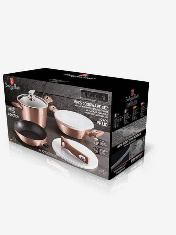 Berlingerhaus Sada nádobí s mramorovým povrchem 6 ks Rosegold Metallic Line BERLINGERHAUS