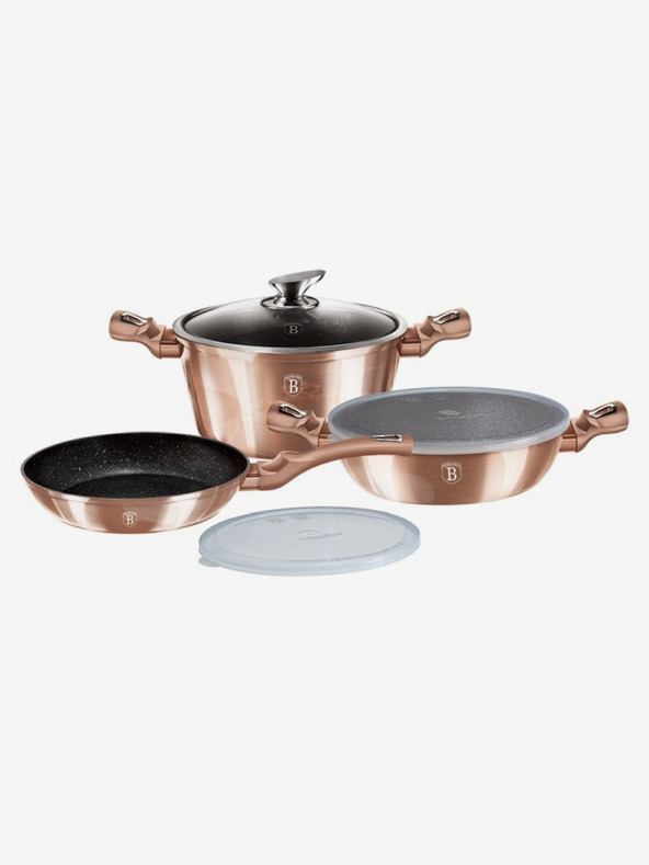 Berlingerhaus Sada nádobí s mramorovým povrchem 6 ks Rosegold Metallic Line BERLINGERHAUS