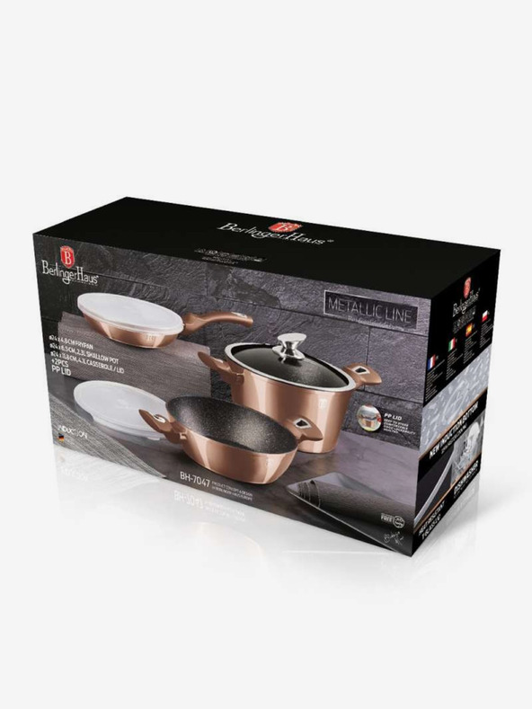 Berlingerhaus Sada nádobí s mramorovým povrchem 6 ks Rosegold Metallic Line BERLINGERHAUS