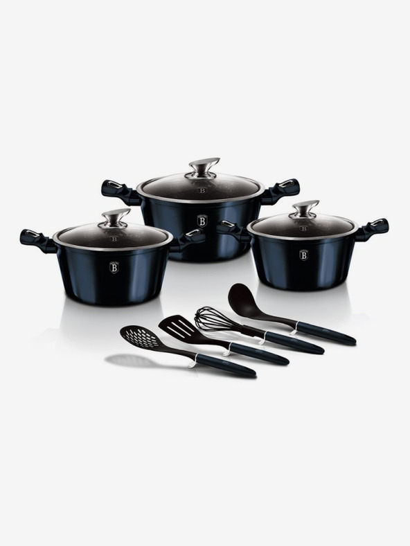 Berlingerhaus Sada nádobí s mramorovým povrchem 10 ks BERLINGERHAUS Aquamarine Metallic Line