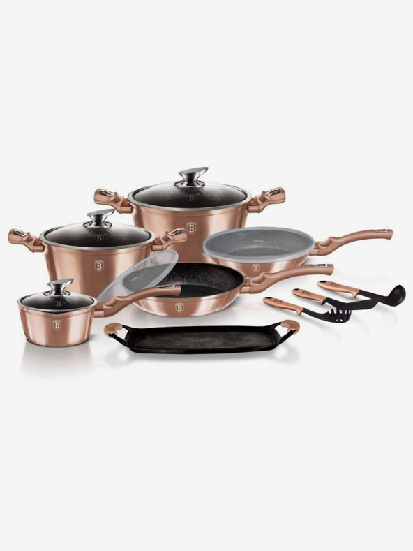 Berlingerhaus Sada nádobí s mramorovým povrchem 14 ks Rosegold Metallic Line BERLINGERHAUS