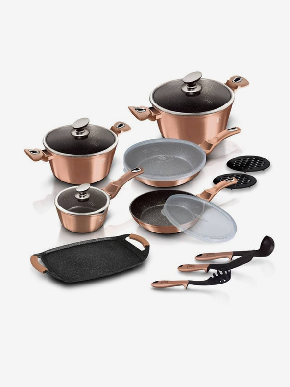 Berlingerhaus Sada nádobí s mramorovým povrchem 14 ks Rosegold Metallic Line BERLINGERHAUS