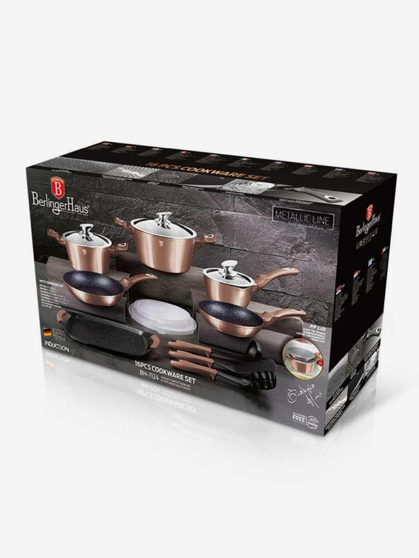 Berlingerhaus Sada nádobí s mramorovým povrchem 14 ks Rosegold Metallic Line BERLINGERHAUS