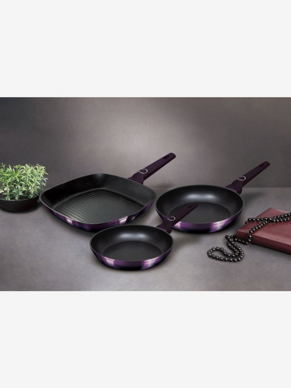 Berlingerhaus Pánev s titanovým povrchem sada 3 ks Purple Eclipse Collection gril BERLINGERHAUS