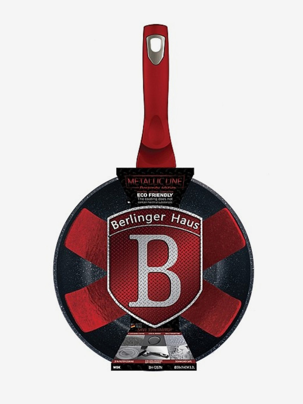 Berlingerhaus Wok pánev s mramorovým povrchem BERLINGERHAUS Burgundy Metallic Line (28 cm)