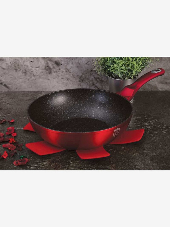 Berlingerhaus Wok pánev s mramorovým povrchem BERLINGERHAUS Burgundy Metallic Line (28 cm)