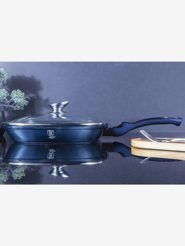 Berlingerhaus Grilovací pánev s mramorovým povrchem a poklicí 28 cm BERLINGERHAUS Metallic Line Aquamarine Edition