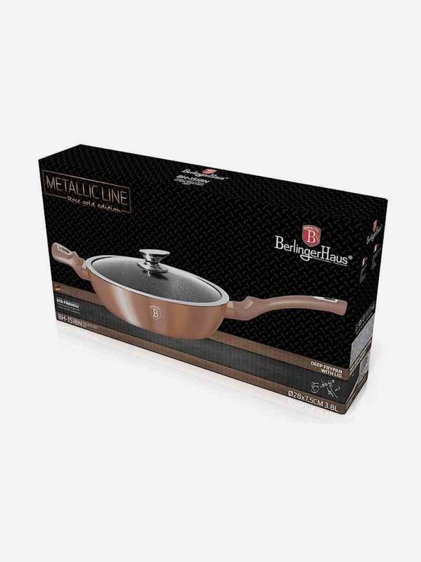 Berlingerhaus Pánev hluboká s mramorovým povrchem a poklicí 28 cm Rosegold Metallic Line BERLINGERHAUS