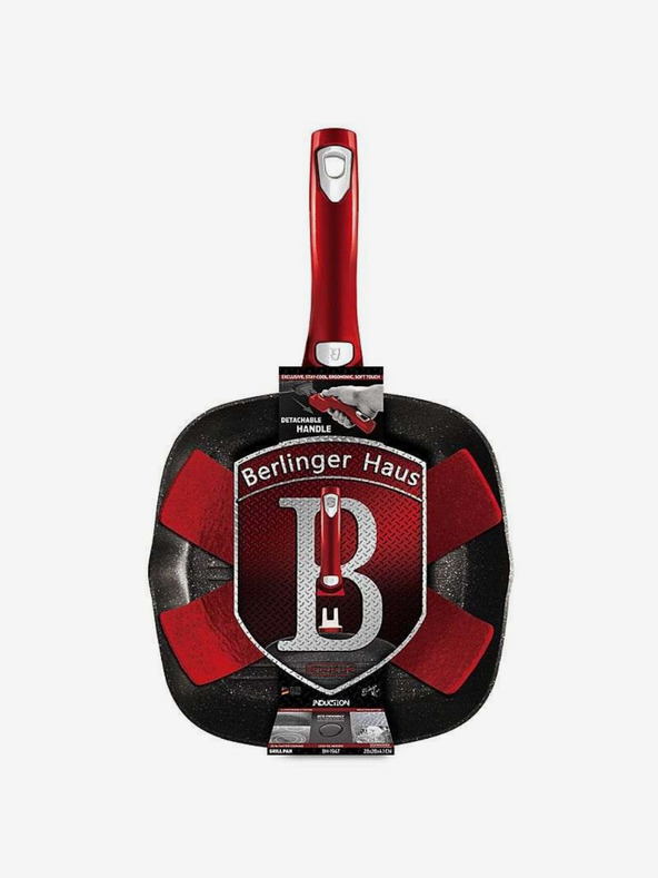 Berlingerhaus Pánev grilovací s mramorovým povrchem a odnímatelnou rukojetí 28 cm Burgundy Metallic Line BERLINGERHAUS