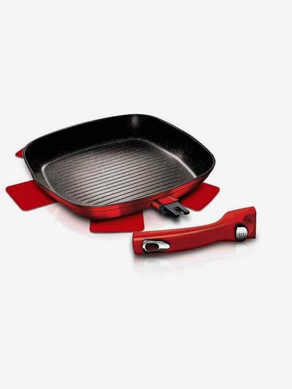 Berlingerhaus Pánev grilovací s mramorovým povrchem a odnímatelnou rukojetí 28 cm Burgundy Metallic Line BERLINGERHAUS