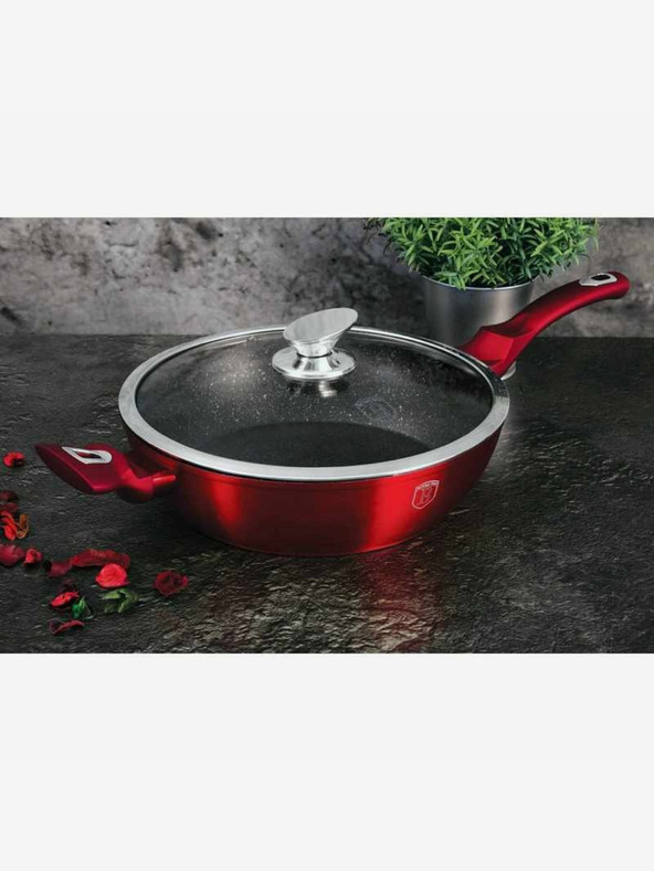 Berlingerhaus Pánev hluboká s mramorovým povrchem a poklicí 28 cm Burgundy Metallic Line BERLINGERHAUS