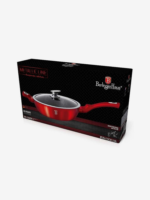 Berlingerhaus Pánev hluboká s mramorovým povrchem a poklicí 28 cm Burgundy Metallic Line BERLINGERHAUS