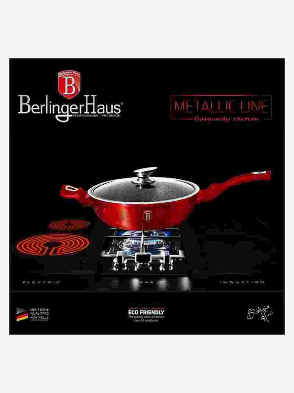 Berlingerhaus Pánev hluboká s mramorovým povrchem a poklicí 28 cm Burgundy Metallic Line BERLINGERHAUS