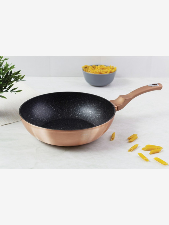 Berlingerhaus Wok pánev s mramorovým povrchem BERLINGERHAUS Rosegold Metallic Line (28 cm)