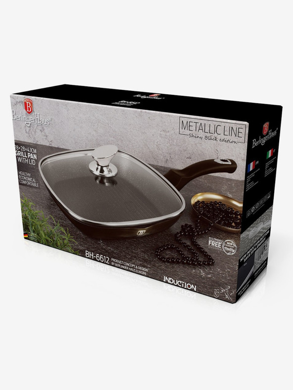 Berlingerhaus Pánev grilovací s poklicí 28 cm Shiny Black Collection BERLINGERHAUS