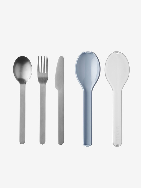Mepal Sada cestovních nerezových příborů ve stříbrné a světle modré barvě Ellipse