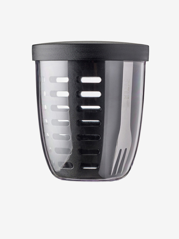 Mepal Černý svačinový box se sítkem Mepal Ellipse 600 ml