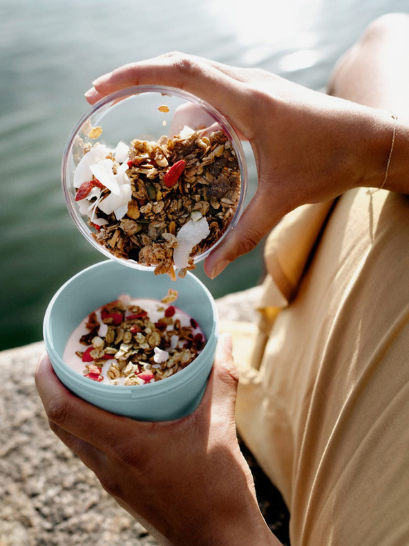 Mepal Světle modrý jídelní box Mepal Ellipse Mini 300 + 120 ml