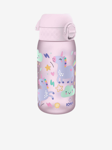 ION8 Růžová holčičí vzorovaná lahev Ion8 Leak Proof  Unicorn 350 ml