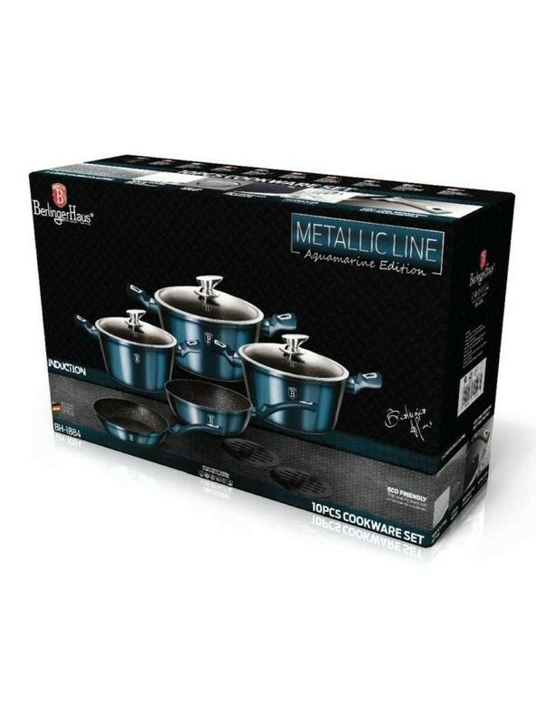 Berlingerhaus Sada nádobí s mramorovým povrchem 10 ks Aquamarine Metallic Line BERLINGERHAUS