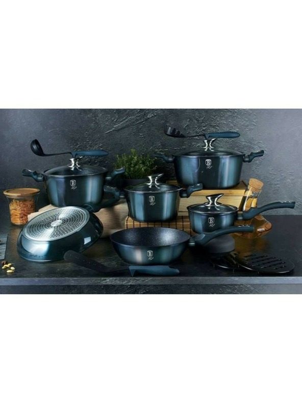 Berlingerhaus Sada nádobí s mramorovým povrchem 10 ks Aquamarine Metallic Line BERLINGERHAUS