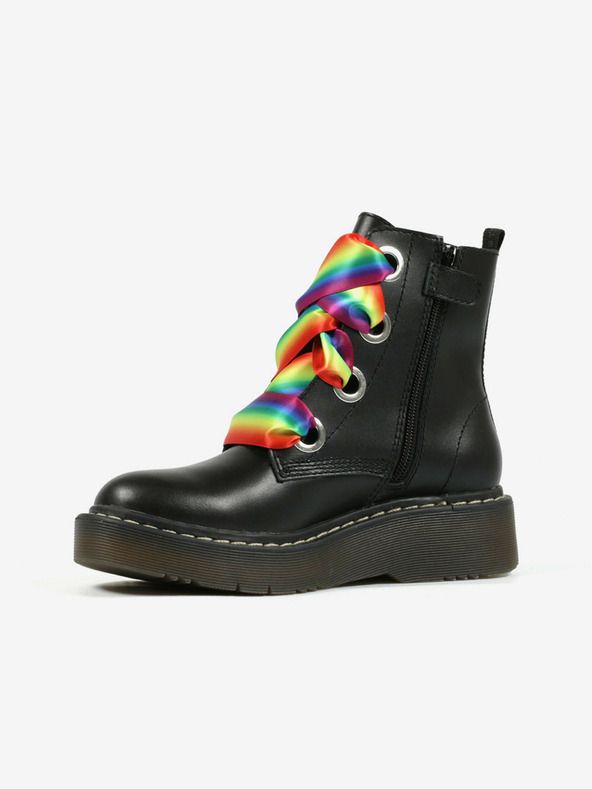 Richter Černé holčičí kožené kotníkové boty Richter