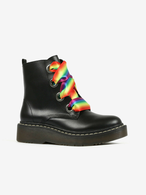 Richter Černé holčičí kožené kotníkové boty Richter