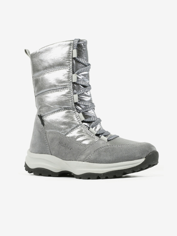 Richter Holčičí sněhule se semišovými detaily ve stříbrné barvě Richter