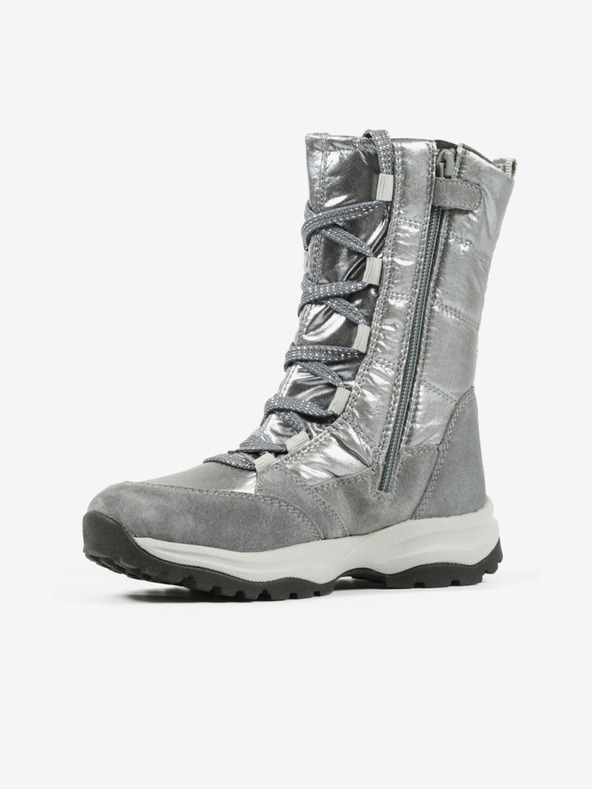 Richter Holčičí sněhule se semišovými detaily ve stříbrné barvě Richter