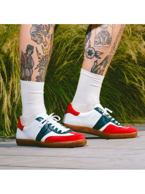 BOTAS *** Pánské kožené tenisky / botasky červeno-zeleno-bílé Botas Iconic Mexiko 68