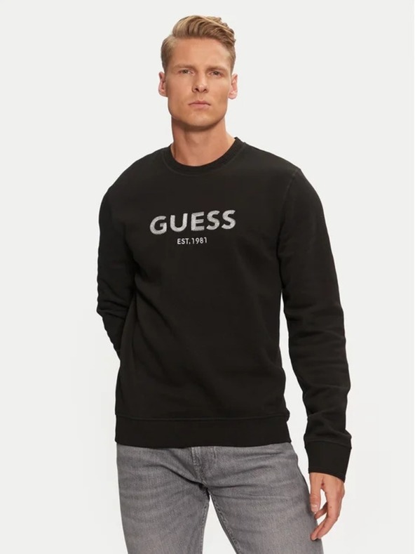 Guess Jeans Pánská černá mikina Guess Box Cn Sweatshirt