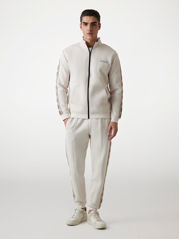 Guess Jeans Pánská bílá mikina s postranním logem Guess jeans