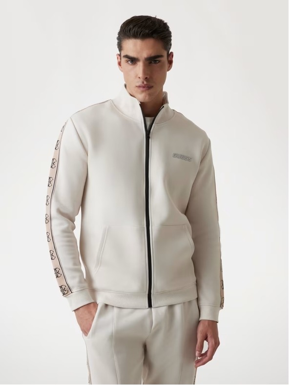 Guess Jeans Pánská bílá mikina s postranním logem Guess jeans