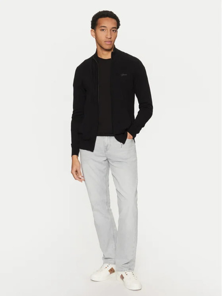 Guess Jeans Pánský černý cardigan s vyšitým logem Guess jeans