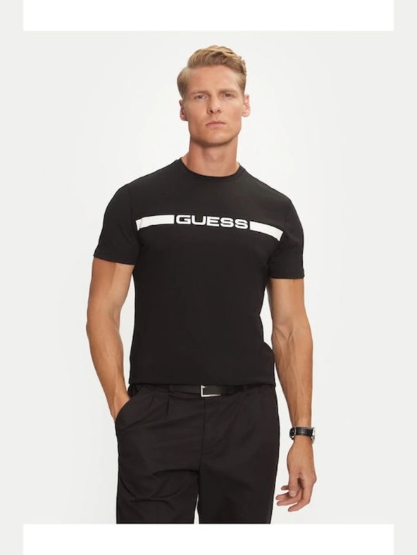 Guess Jeans Pánské černé triko Guess Joe Single Jet Black