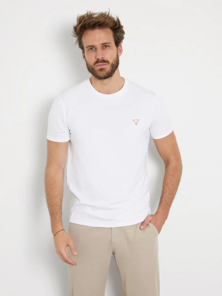 Guess Jeans Pánské bílé slim fit triko G011 Small Triangle Logo Guess jeans