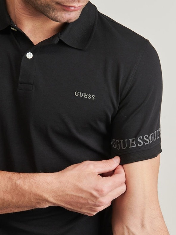Guess Jeans Pánské černé polo triko Nolan Guess jeans